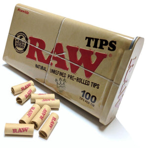 Raw Tips - Unbleached Pre-Rolled 100pk Tin / Pack