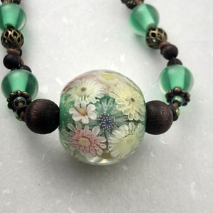 Etsuko Inasawa Green Flower Necklace