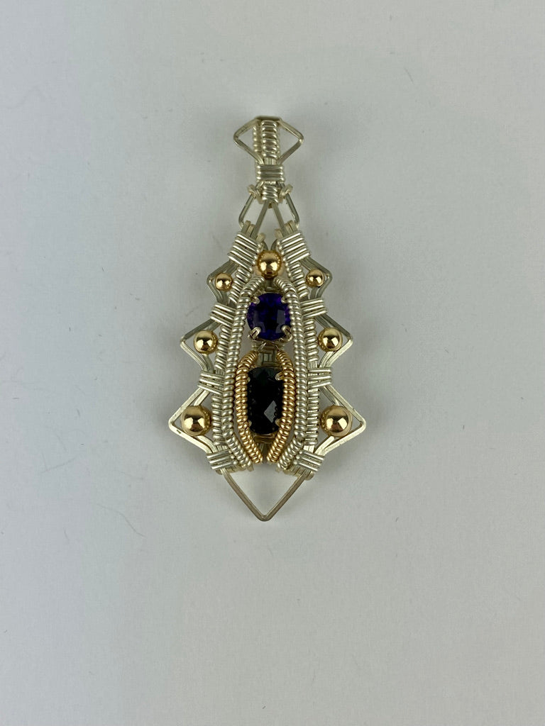 Jason Burruss Double Single Gem Pendant Onyx & Amethyst