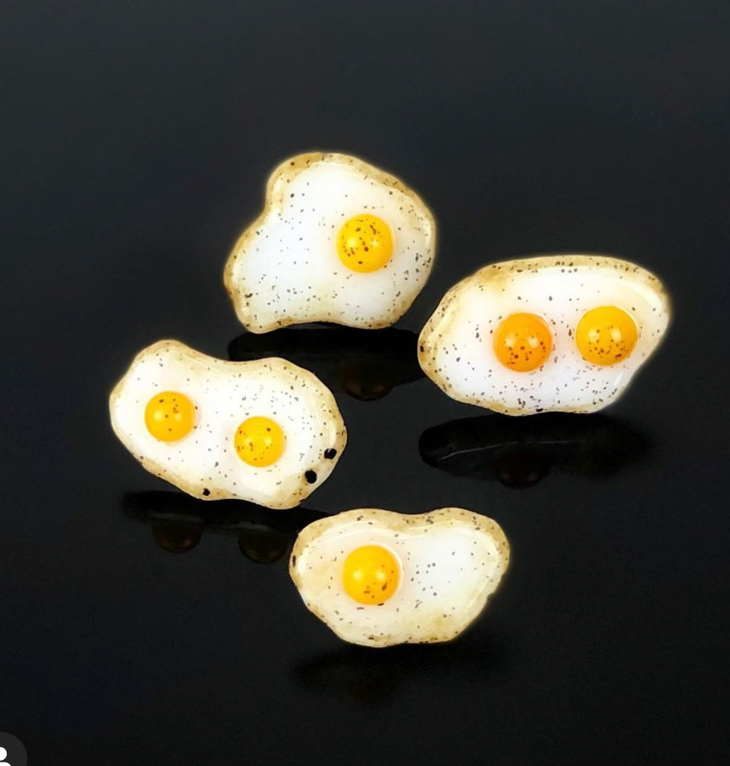 Jamie Burress Fused Glass Fried Egg Pins