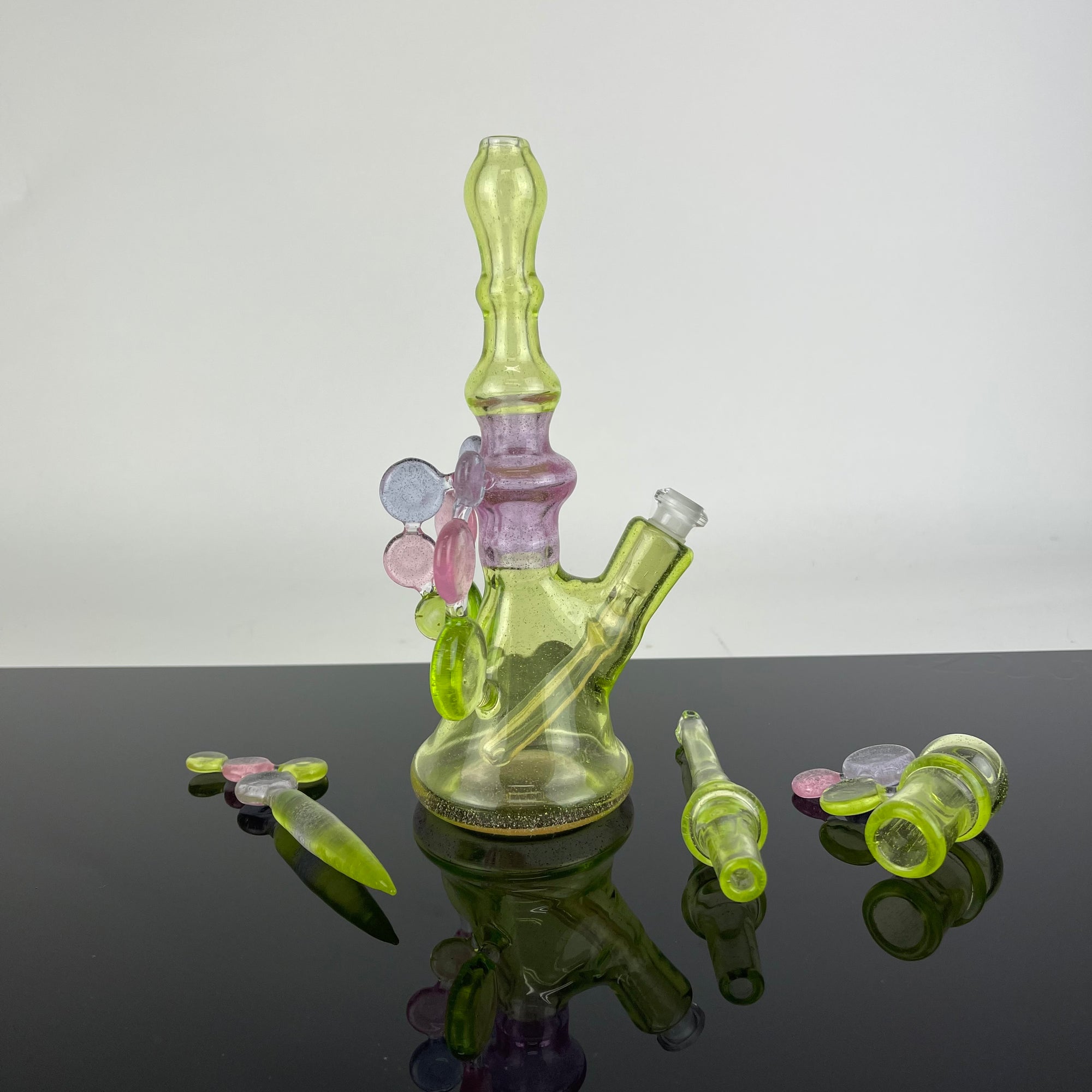 Mini Tube Green Purple Transparent w/ Circles